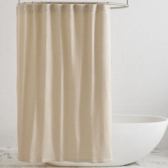 Pottery Barn Waffle Weave 100% Cotton Shower Curtain in Oatmeal (NWOT) - Picture 7 of 7